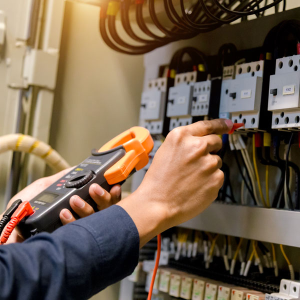electric panel being tested with some electrical device